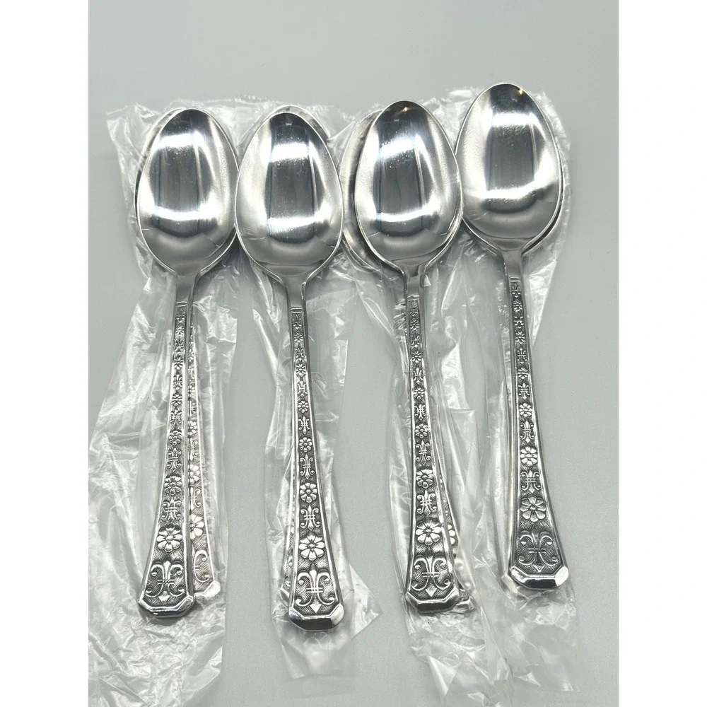 Interpur Florenz 8 Petal Flower Tablespoon Stainless Flatware Korea Lot‎ of 8